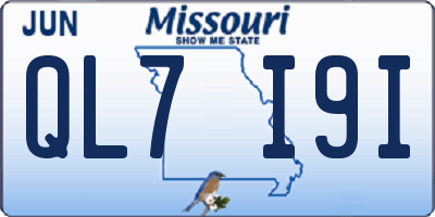 MO license plate QL7I9I