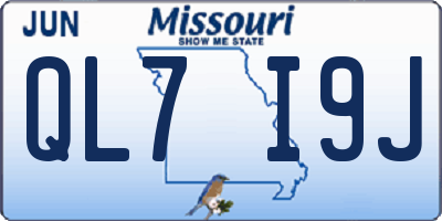 MO license plate QL7I9J