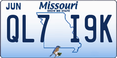 MO license plate QL7I9K