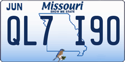 MO license plate QL7I9O