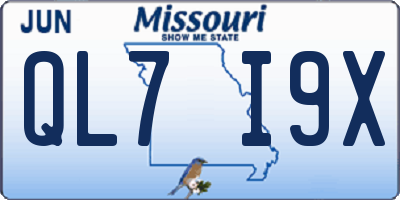 MO license plate QL7I9X
