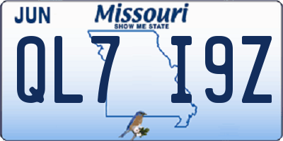 MO license plate QL7I9Z