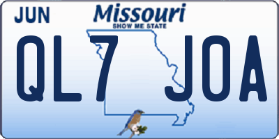 MO license plate QL7J0A
