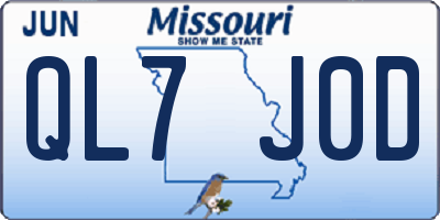 MO license plate QL7J0D