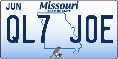 MO license plate QL7J0E