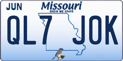 MO license plate QL7J0K