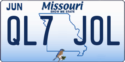 MO license plate QL7J0L