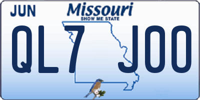MO license plate QL7J0O