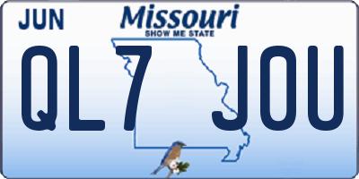 MO license plate QL7J0U