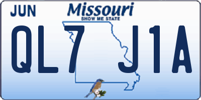 MO license plate QL7J1A