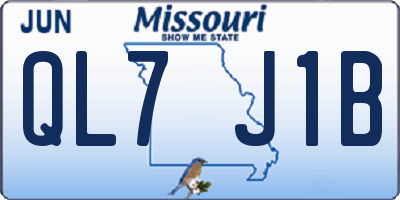 MO license plate QL7J1B