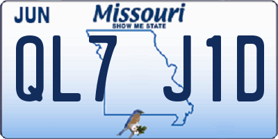 MO license plate QL7J1D