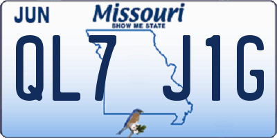 MO license plate QL7J1G