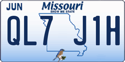 MO license plate QL7J1H