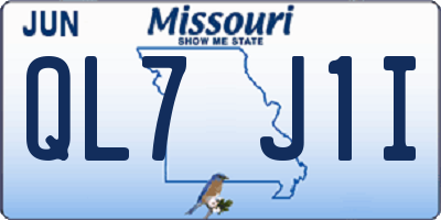 MO license plate QL7J1I