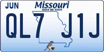 MO license plate QL7J1J