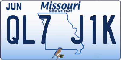 MO license plate QL7J1K