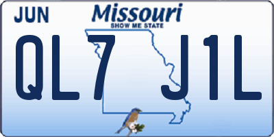 MO license plate QL7J1L