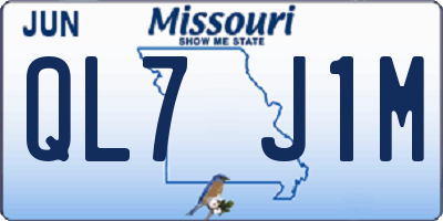 MO license plate QL7J1M