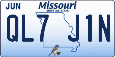 MO license plate QL7J1N