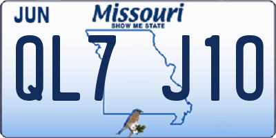 MO license plate QL7J1O