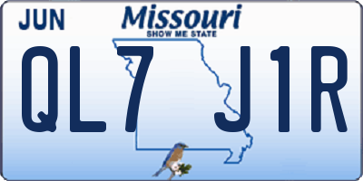 MO license plate QL7J1R