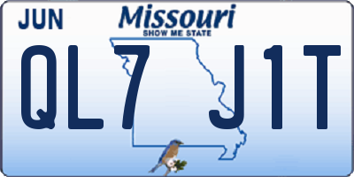 MO license plate QL7J1T