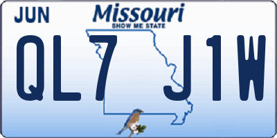 MO license plate QL7J1W