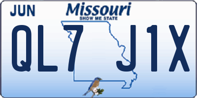 MO license plate QL7J1X
