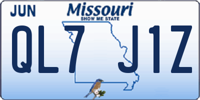 MO license plate QL7J1Z