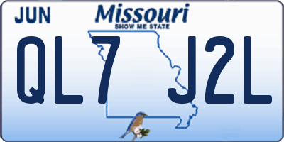 MO license plate QL7J2L