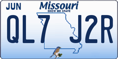 MO license plate QL7J2R