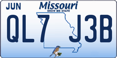 MO license plate QL7J3B