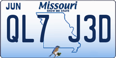 MO license plate QL7J3D