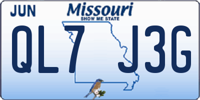 MO license plate QL7J3G