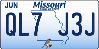 MO license plate QL7J3J