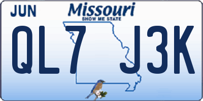 MO license plate QL7J3K