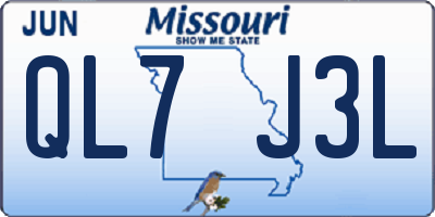 MO license plate QL7J3L