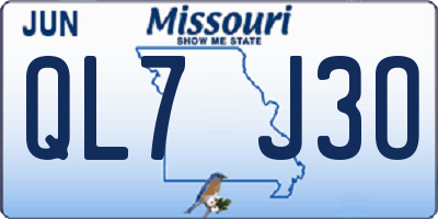 MO license plate QL7J3O
