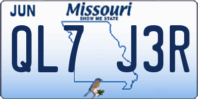 MO license plate QL7J3R