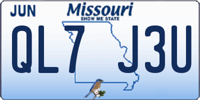 MO license plate QL7J3U