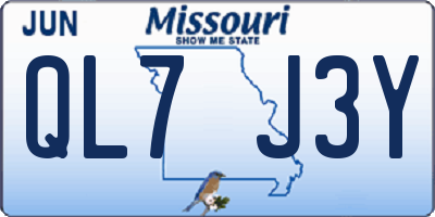 MO license plate QL7J3Y