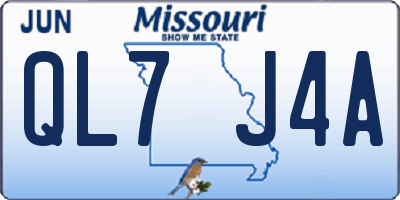 MO license plate QL7J4A