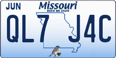 MO license plate QL7J4C