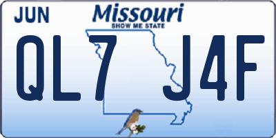 MO license plate QL7J4F