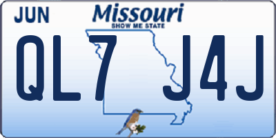 MO license plate QL7J4J