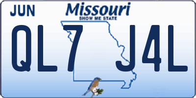 MO license plate QL7J4L