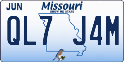 MO license plate QL7J4M
