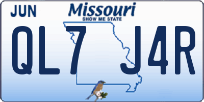 MO license plate QL7J4R