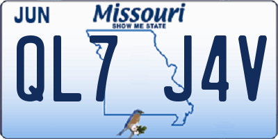 MO license plate QL7J4V